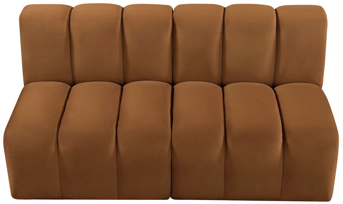 Arc - Velvet 2 Pieces Modular Sofa - Saddle