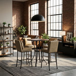 Winslow - 5-Piece Round Walnut Wood Tabletop Pub Table Set With Stools, Seats Up To 4 - Mushroom Brown
