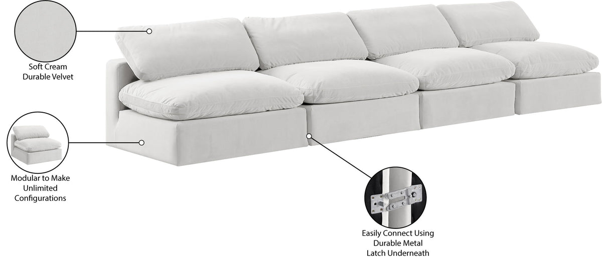 Comfy - Velvet Modular Armless Sofa 4 Seats