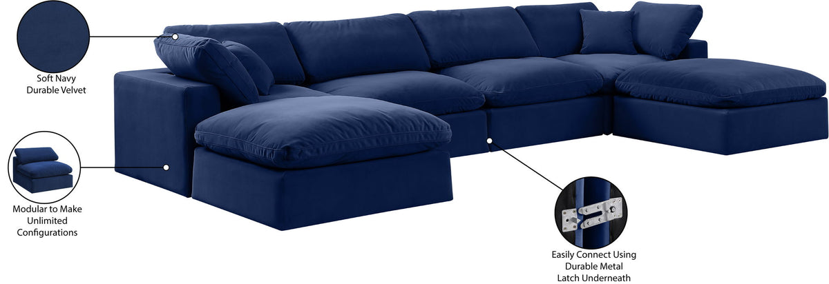 Comfy - 6 Piece Velvet Modular Double Chaise Sectional