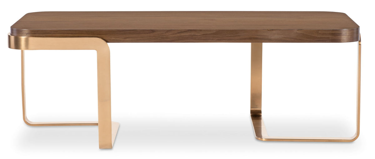 Eleana - Cocktail Table - Medium Wood / Gold