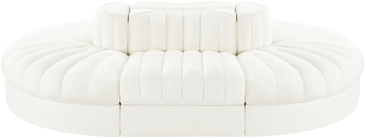 Rummi - Oval Velvet Performance Fabric Upholstered 6 Piece Modular Sectional