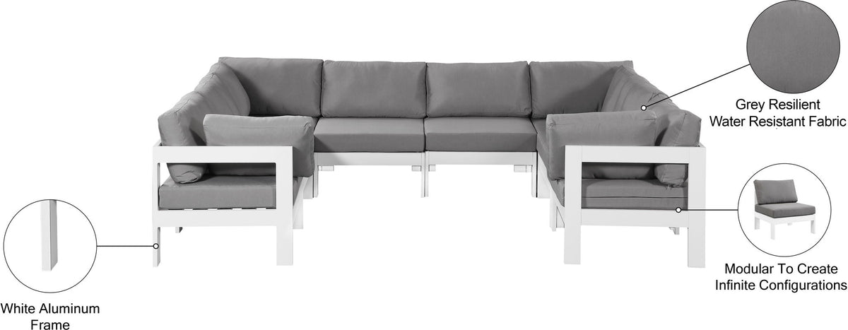 Nizuc - Outdoor Patio 8 Piece Modular Sectional With White Frame