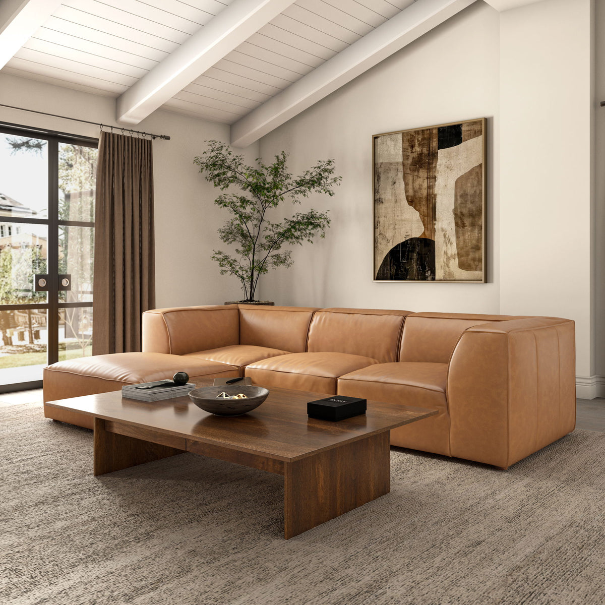 Form - Leather Ottoman - Sonoran Tan