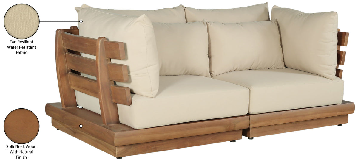 Mirella - 2 Piece Water Resistant Fabric 76" Upholstered Outdoor Patio Modular Loveseat