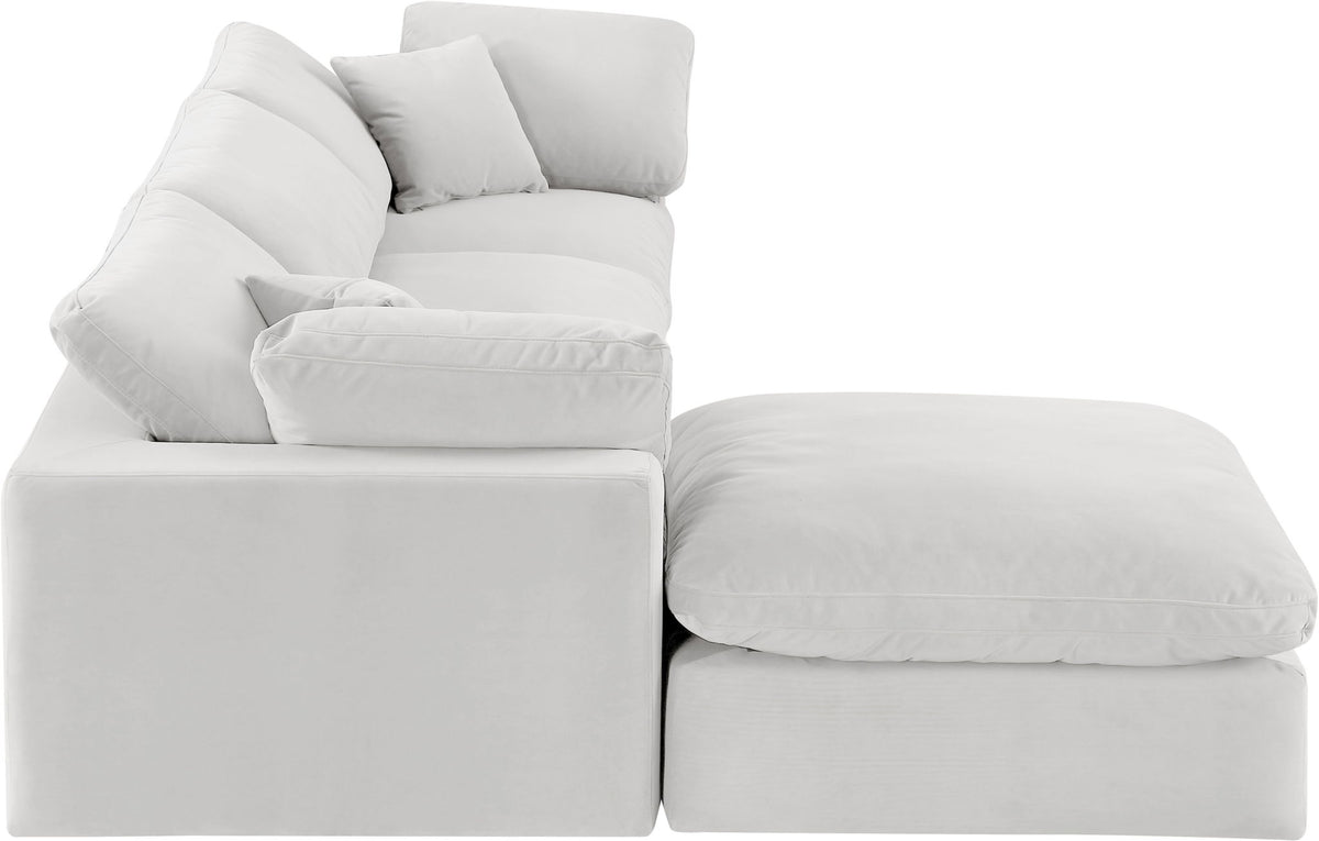 Comfy - 4 Piece Velvet Modular Sectional With Chaise - White