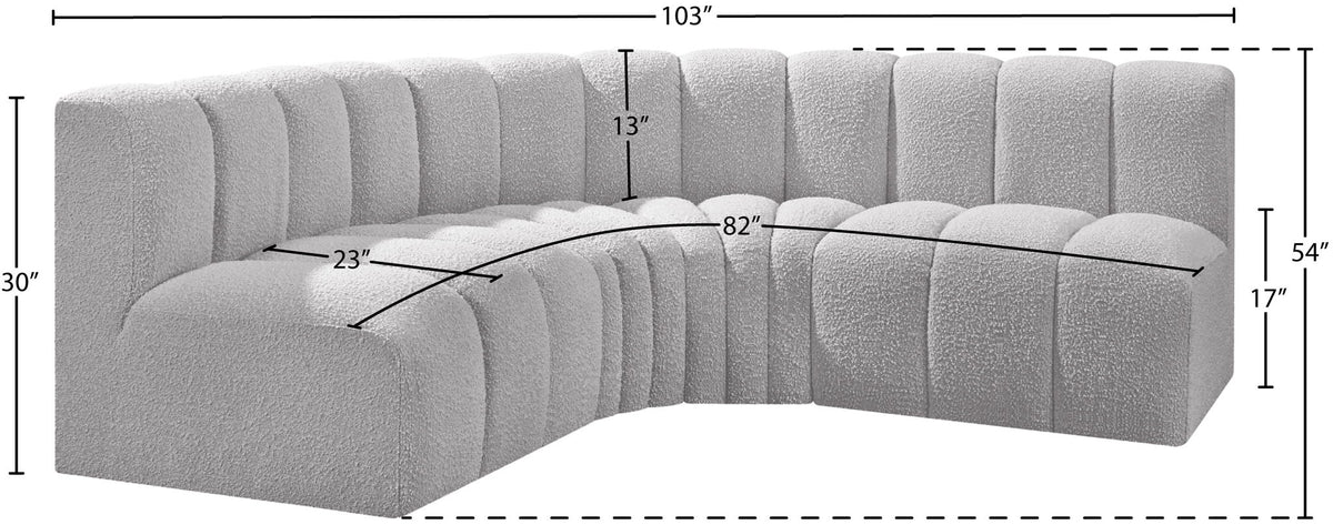 Arc - Boucle Fabric 4 Piece Corner Modular Sofa
