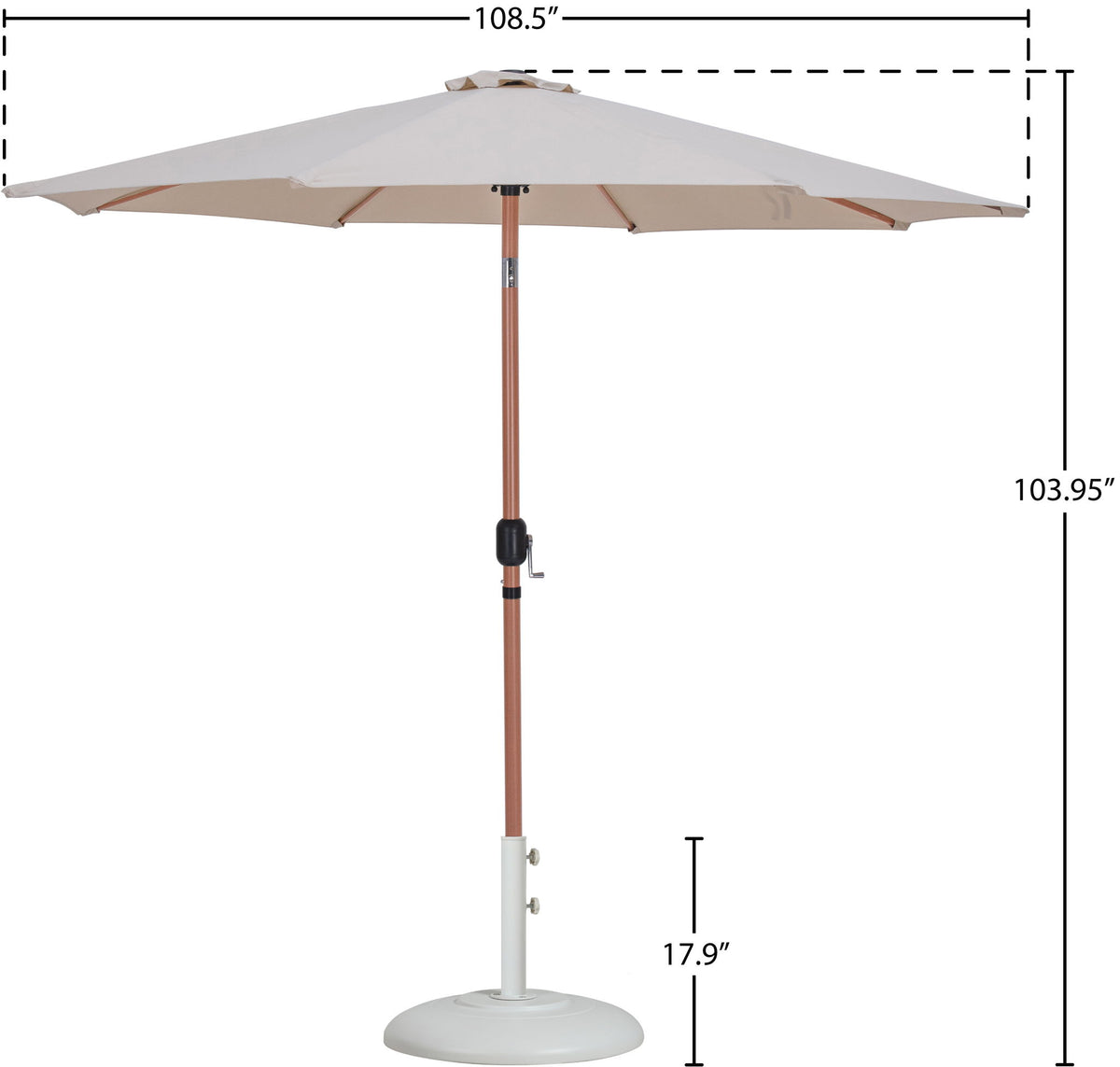 Fiji - Aluminum Patio Umbrella With Round White And Teak Base