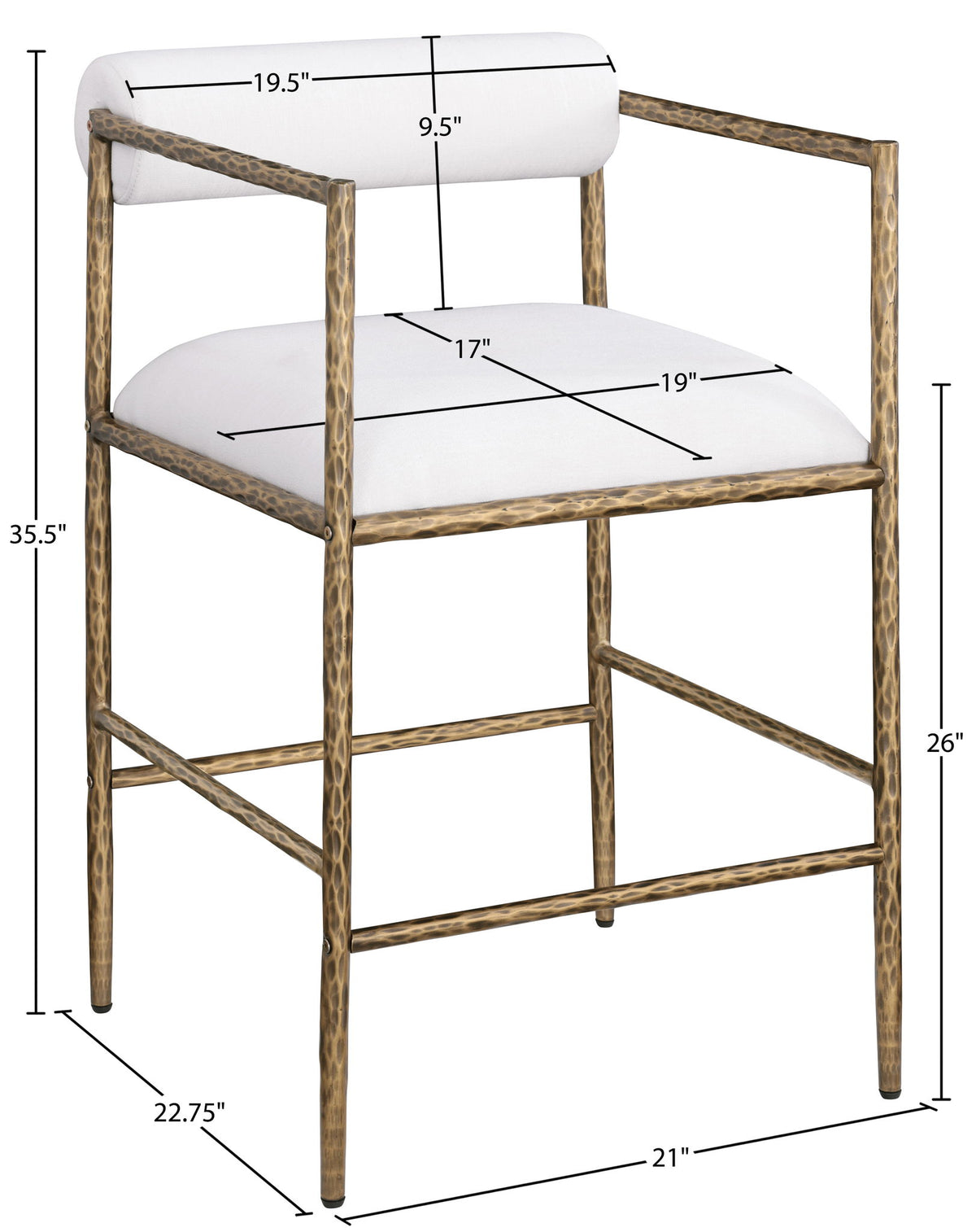 Axis - Linen Textured Cream Fabric Upholstered Counter Stool (Set of 2)