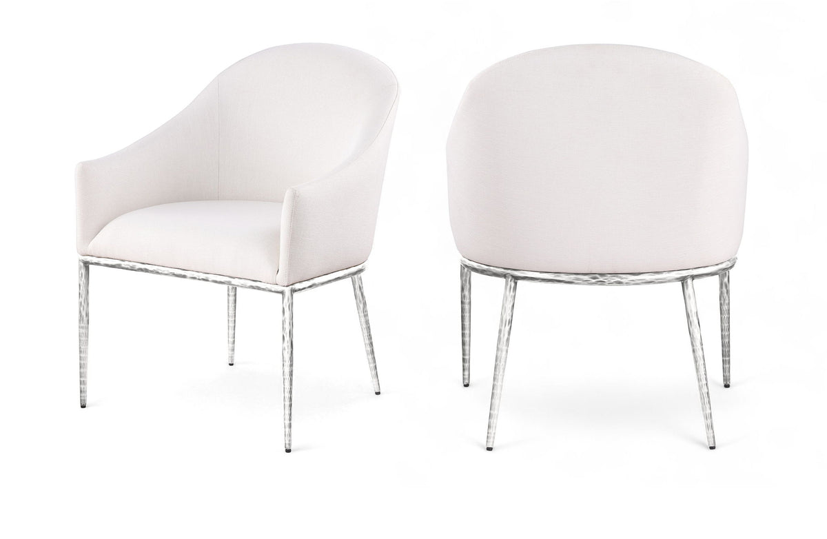 Ferro - Upholstered Dining Arm Chair With Brushed Silver Legs