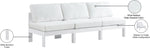 Nizuc - Outdoor Patio 3 Seat Armless Modular Sofa With White Frame