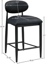 Riccio - Faux Leather Stool - Black Frame