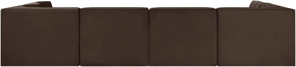 Rummi - Armless Velvet Performance Fabric Upholstered 6 Piece Modular Sectional
