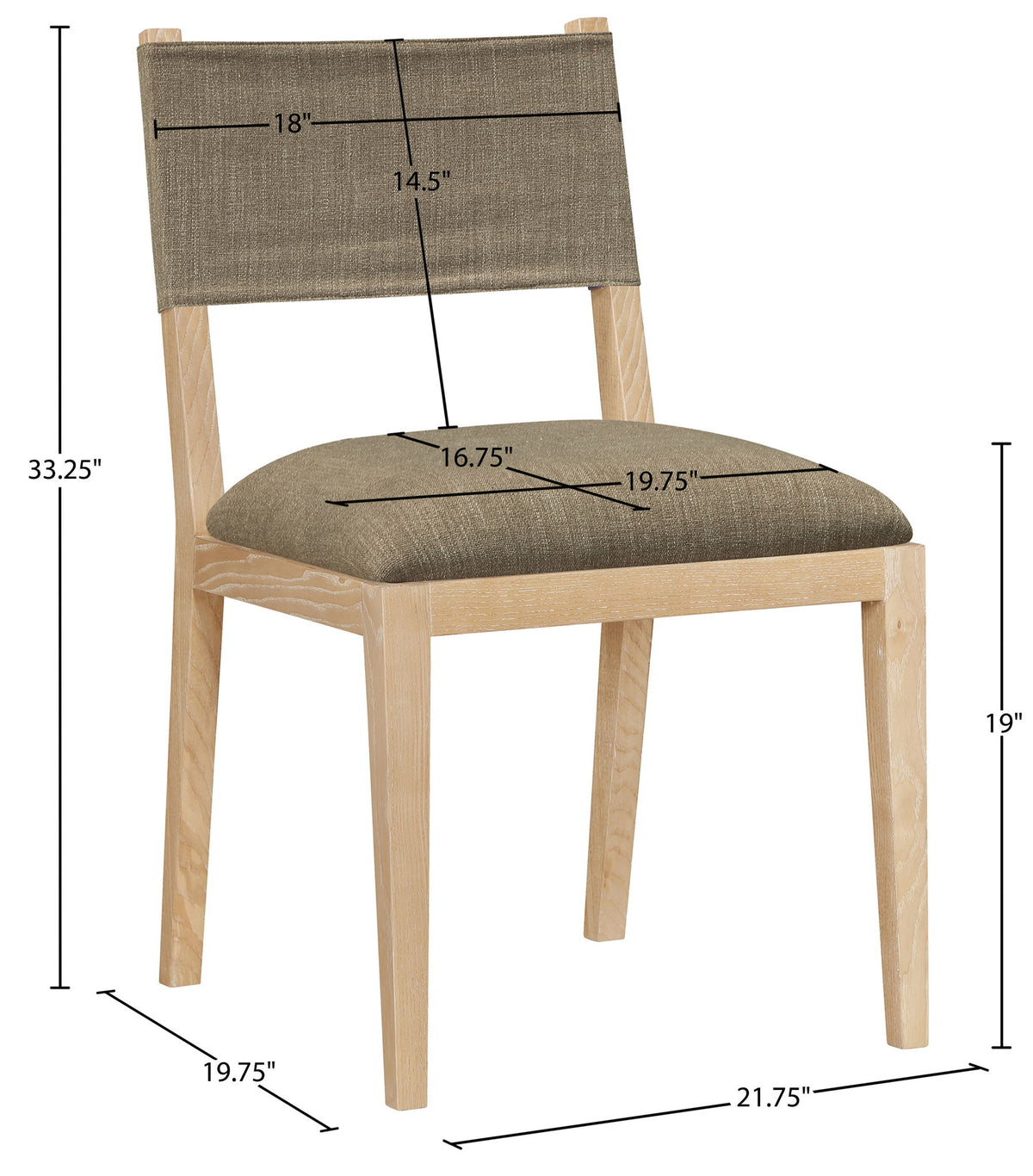 Avon - Linen Textured Performance Fabric Upholstered Dining Side Chair (Set of 2)