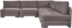 Hammond - Velvet Performance Fabric Upholstered 5 Piece Armless Sectional