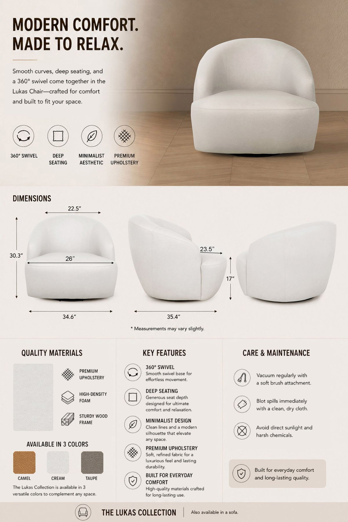 Manhattan Lukas - Upholstered Swivel Accent Chair