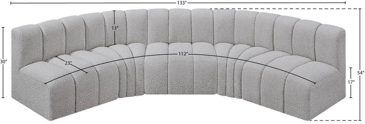 Arc - Boucle Fabric 5 Piece U-Shaped Modular Sofa