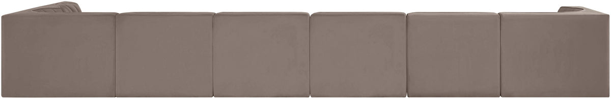 Rummi - Velvet Performance Fabric Upholstered 7 Piece Modular Sectional, L-Shaped (Right)