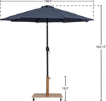 Fiji - Aluminum Patio Umbrella With Square Teak And Black Base