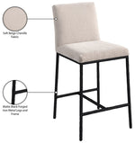 Reeves - Chenille Fabric Upholstered Counter Stool (Set of 2) - Black Base