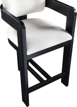 Sacha - Linen Stool With Black Base