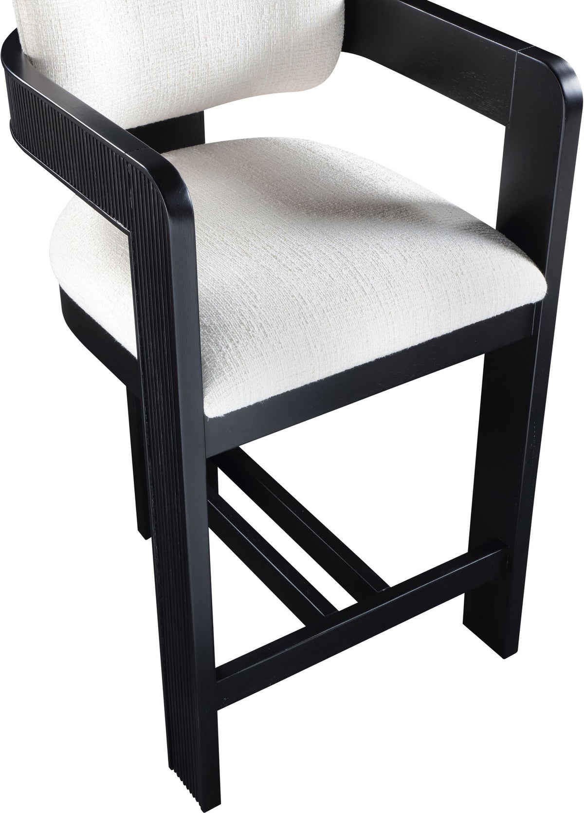Sacha - Linen Stool With Black Base