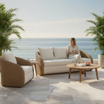 Pavilion - Metal Outdoor Sofa With Cushions - Natural / Boucle White