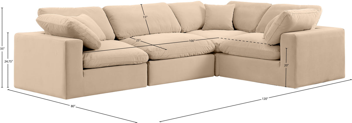 Comfy - 4 Piece Velvet Modular Sectional