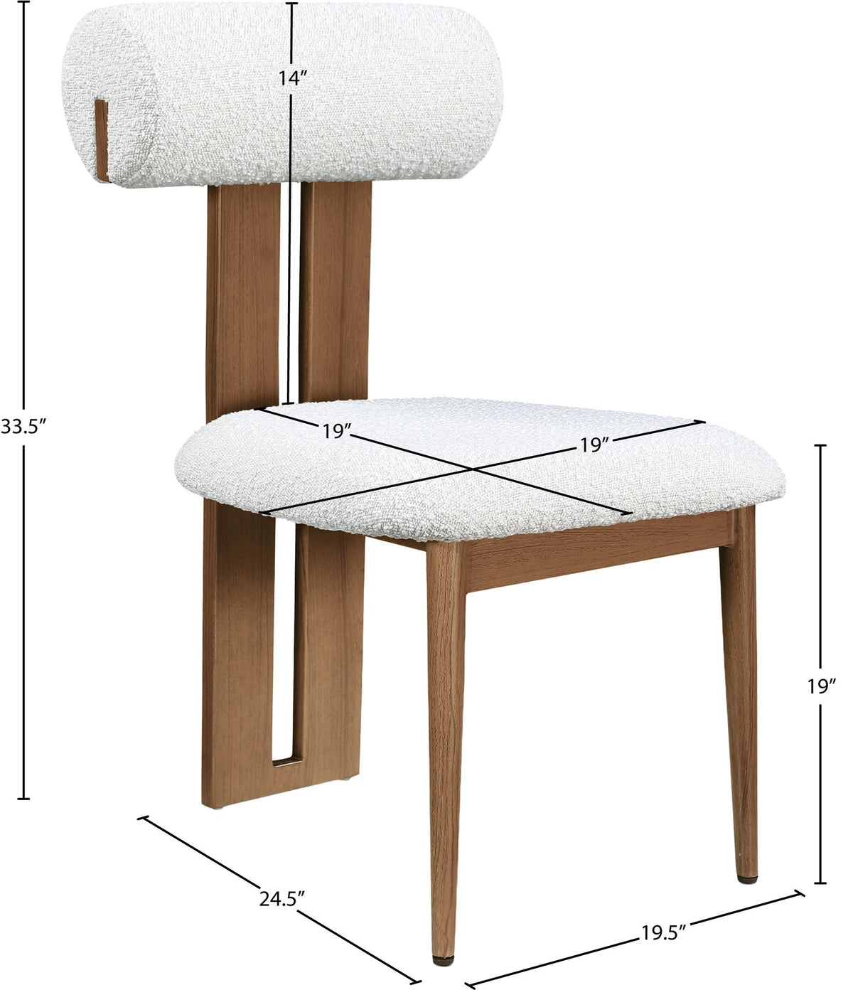 Dario - Boucle Dining Chair With Brown Frame (Set of 2) - Cream