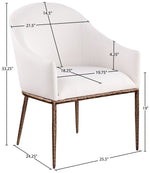 Ferro - Linen Textured Performance Fabric Upholstered Dining Arm Chair - Cream / Brushed Bronze