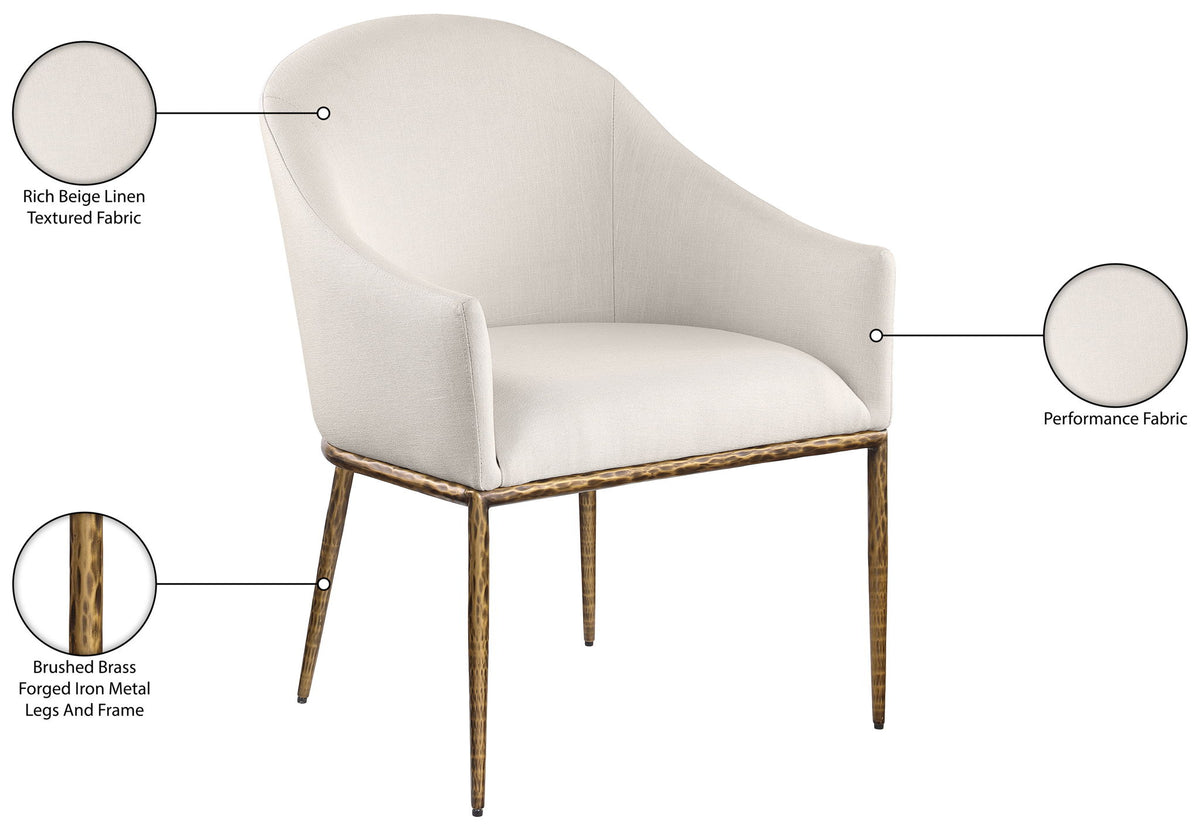 Ferro - Upholstered Dining Arm Chair With Brushed Gold Legs