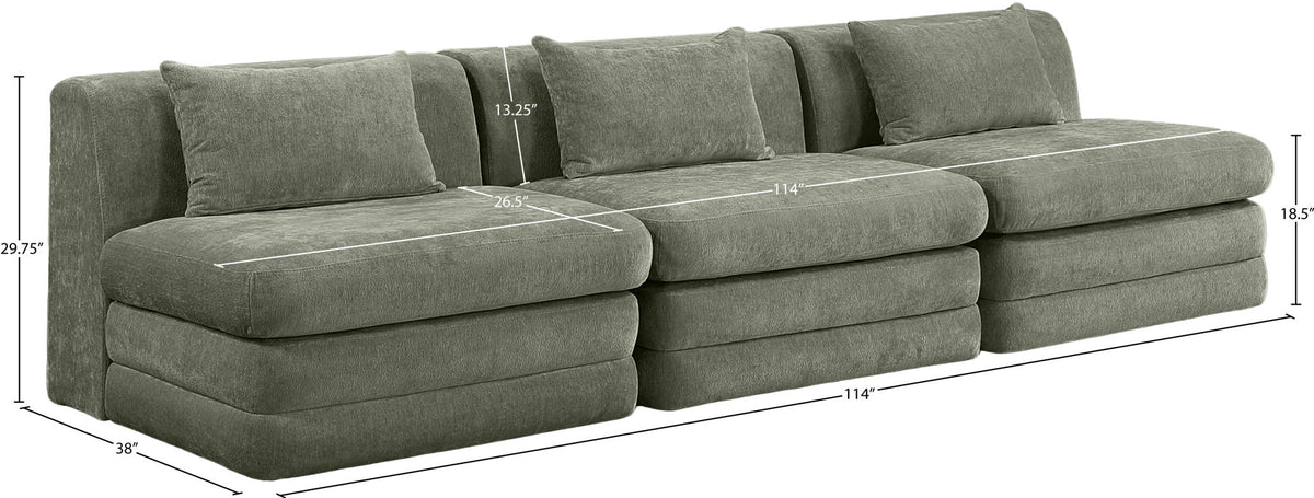 Stellar - 3 Piece 114" Upholstered Modular Armless Sofa