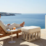 Breeze - Cream Metal Outdoor Ottoman With Cushions - Pearl