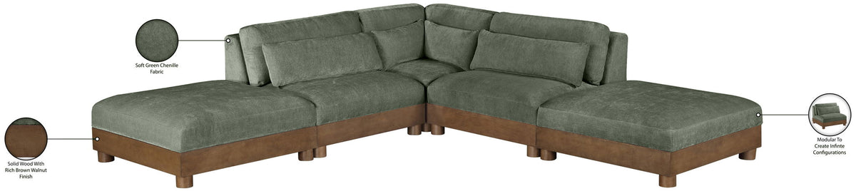 Turin - Chenille Fabric Upholstered Modular Sectional - Green