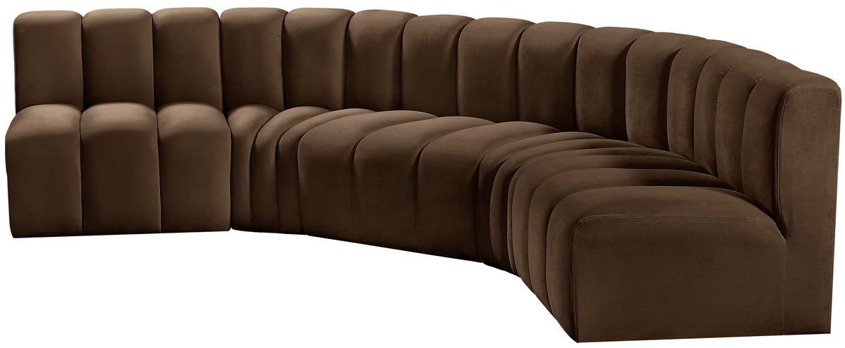 Arc - Velvet 5 Piece U-Shaped Modular Sofa