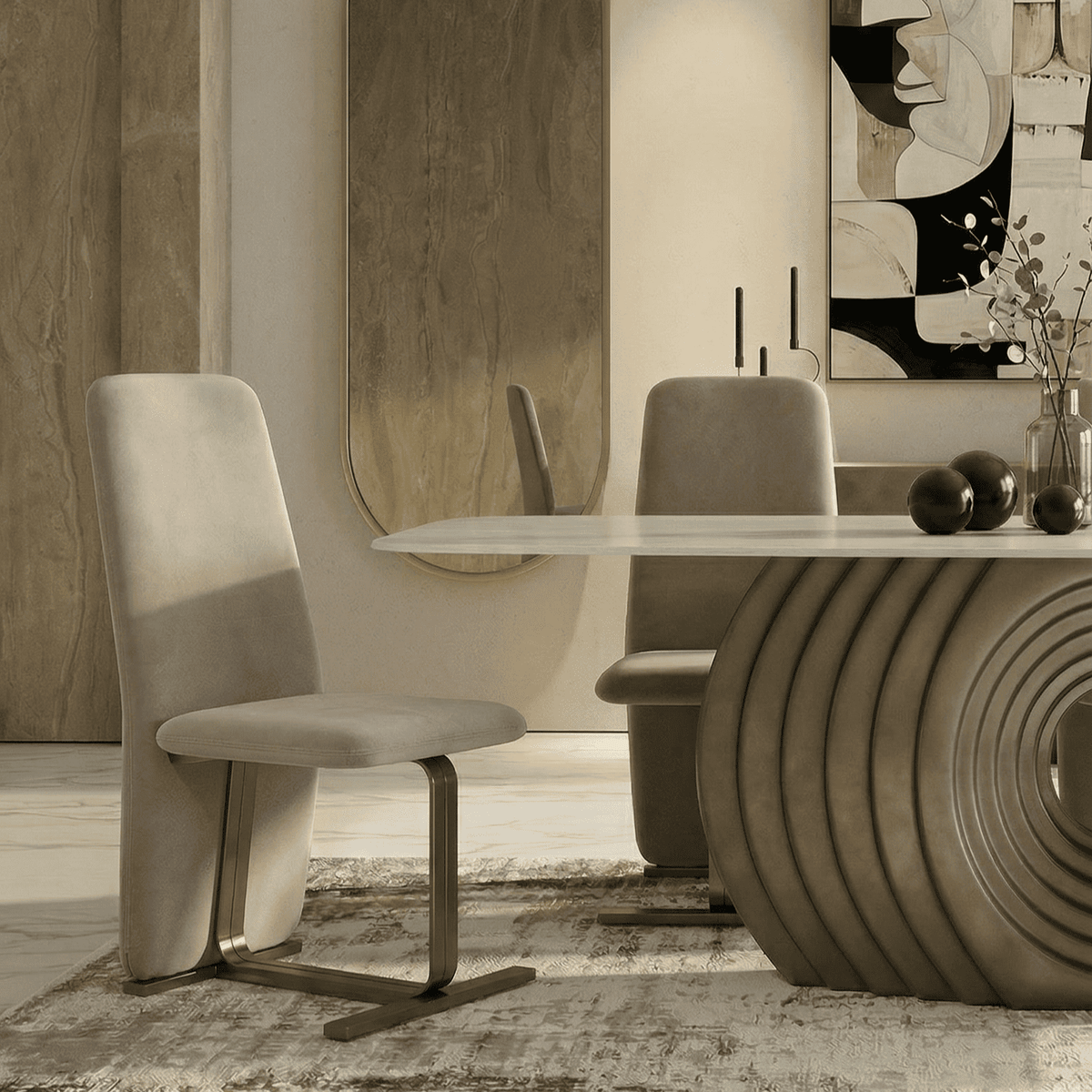 Tasha - Modern Beige Linen + Brushed Brass Dining Chair (Set of 2) by VIG Furniture - View 7