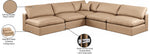 Comfy - 5 Piece Faux Leather Modular Corner Armless Sectional - Tan