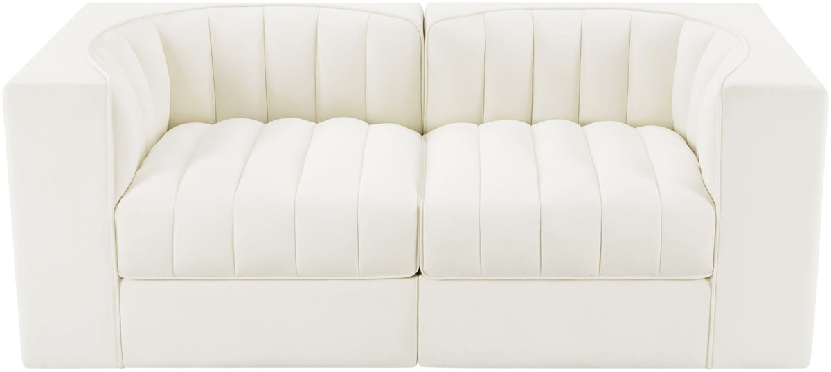 Rummi - Velvet Performance Fabric Upholstered 2 Piece Modular Loveseat