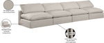 Comfy - Linen Modular Armless Sofa 4 Seats