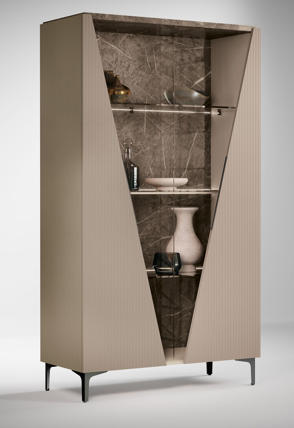 Fidia - 2 Door Vitrine - Beige