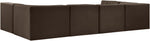 Rummi - Armless Velvet Performance Fabric Upholstered 6 Piece Modular Sectional