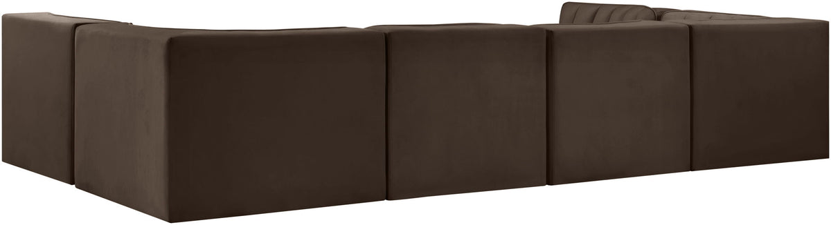 Rummi - Armless Velvet Performance Fabric Upholstered 6 Piece Modular Sectional