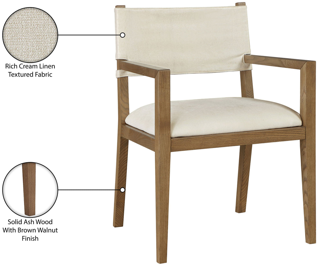 Avon - Linen Textured Performance Fabric Dining Arm Chair