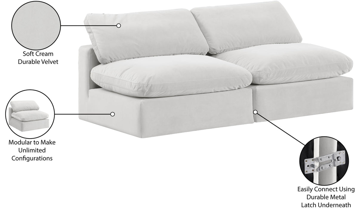 Comfy - Velvet Modular Armless Sofa 2 Seats