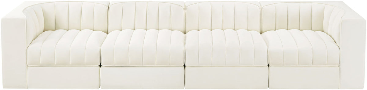 Rummi - Velvet Performance Fabric Upholstered 4 Piece Modular Sofa