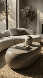 Denny - Modern Grey Concrete Large Oval Coffee Table by VIG Furniture - View 6
