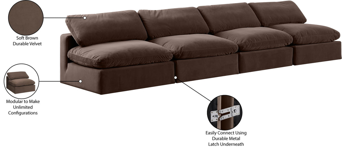 Comfy - Velvet Modular Armless Sofa 4 Seats