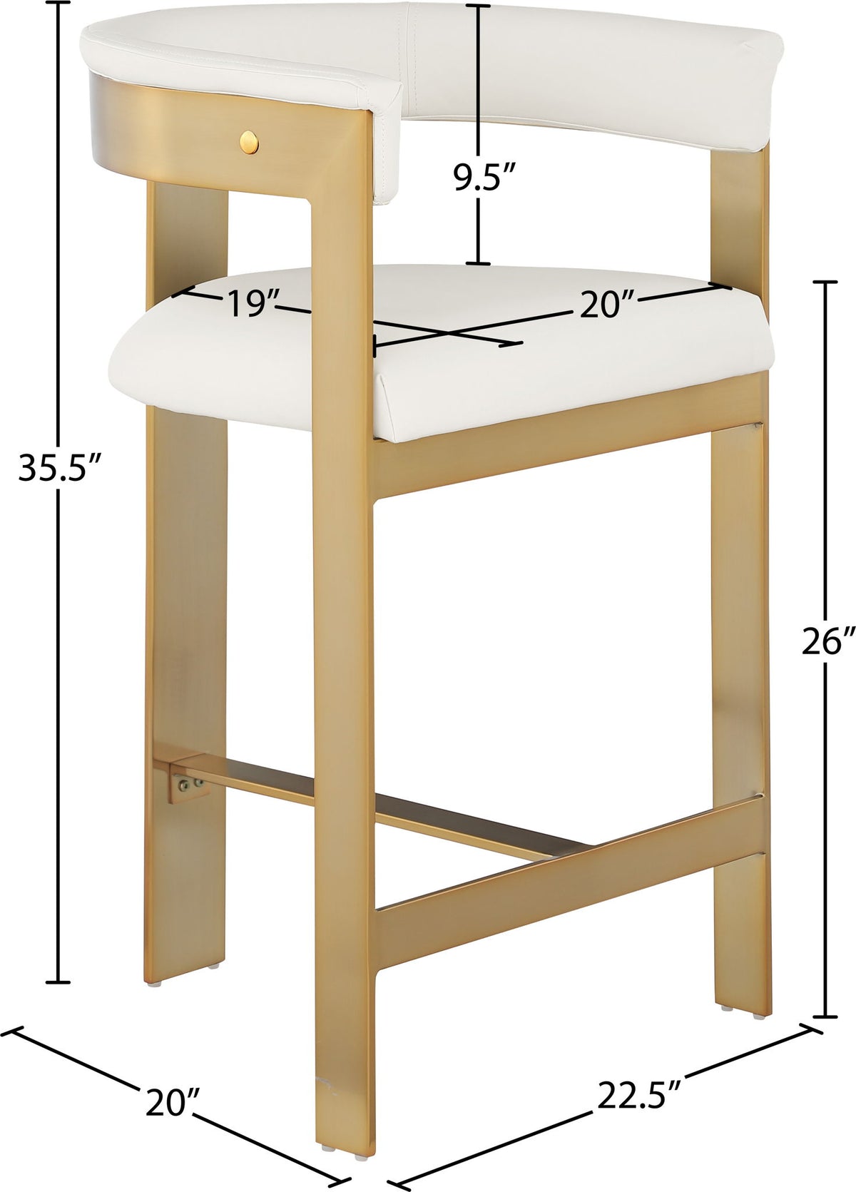 Romeo - Faux Leather Counter Stool With Gold Base (Set of 2)