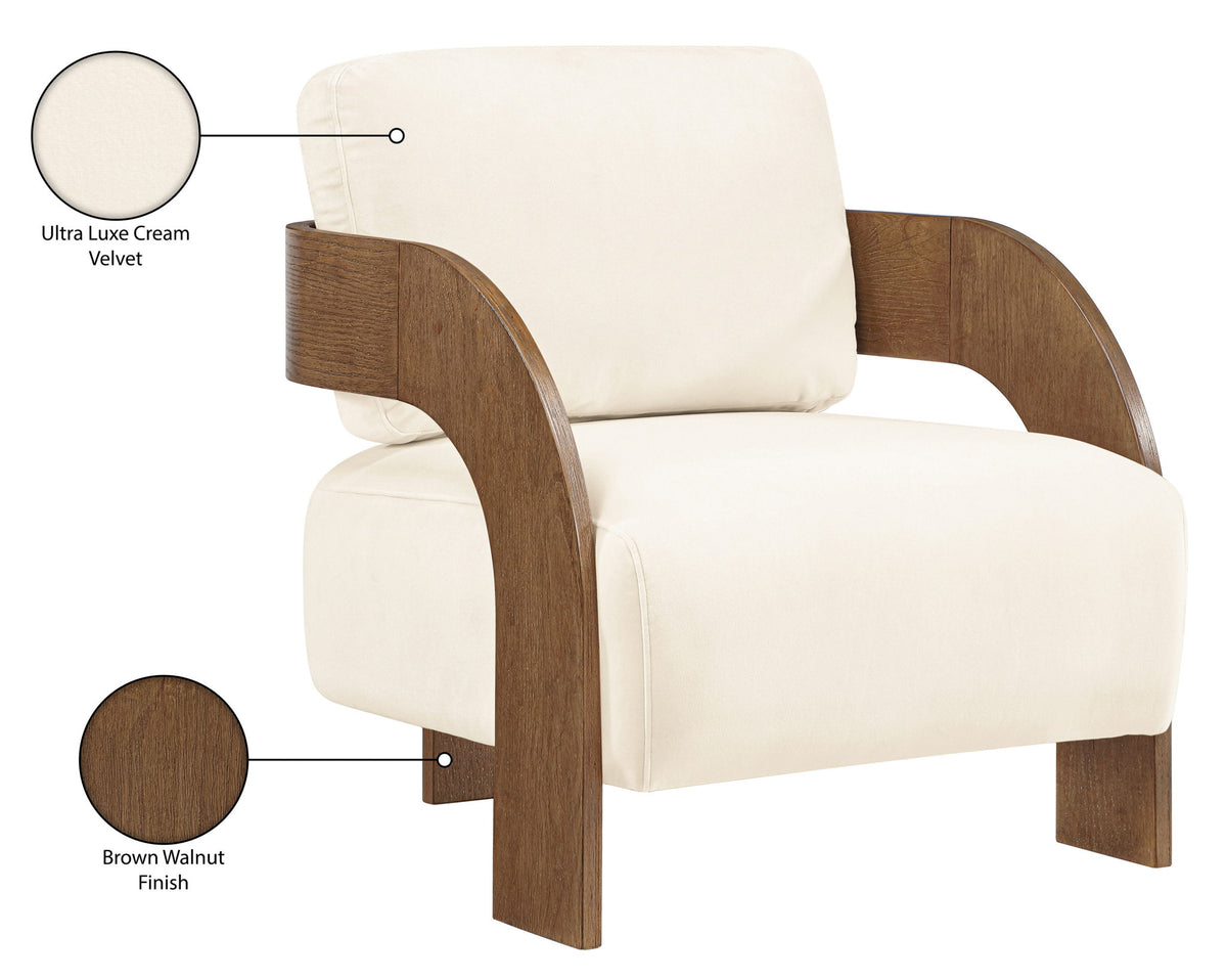 Cedra - Velvet Performance Fabric Upholstered Accent Chair - Brown Frame