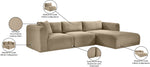 Shaggy - Fabric 3 Piece Modular Sectional